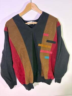 St. Croix V-Neck Sweater Size L Multicolor Vintage Knit